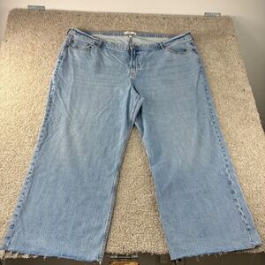 Abercrombie & Fitch Womens Plus Size 24W Wide Leg Cropped Raw Hem Jeans